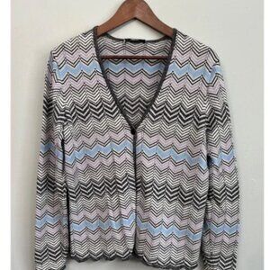 Pendleton‎ Cardigan Sweater Womens XL Chevron 70% Silk Cotton Casual